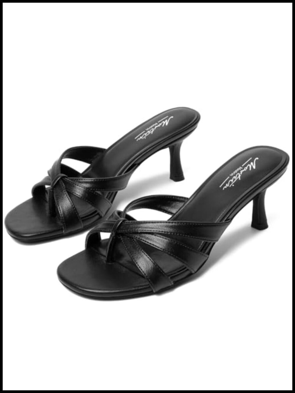 Kitten Heels for Women Pointed Toe Mules Stiletto Backless Slip On Sandals